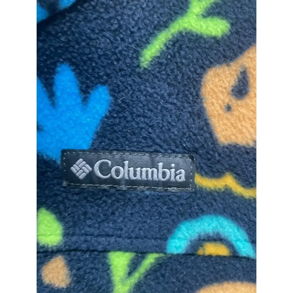 Columbia Youth Zip Up Fleece Jacket Size Large (14-16) Blue Bear Buffalo Symbols